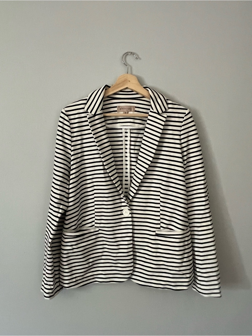 Philosophy Republic Clothing Black White Striped Blazer Jacket Women's Size M